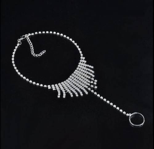 PERFECT FOR BEACH WEDDING - 1 PAIR RHINESTONE BAREFOOT SANDALS FOOT JEWELLERY