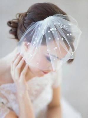 GORGEOUS PURE WHITE - BLUSHER VEIL BRIDAL VEIL WITH COMB -  FAUX PEARL DETAIL