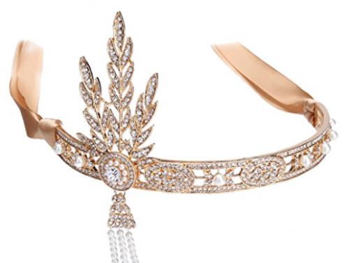 EXQUISITE BRIDE'S  HAIR JEWELLERY TIARA - ROARING 1920'S VINTAGE STYLE GREAT GATSBY FLAPPER GOLD