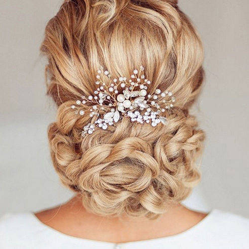 AWESOME GOLD BRIDAL FAUX PEARL FLORAL SPRAY HAIR COMB - AMAZING HAIR ACCESSORIES - ALSO IN SILVER