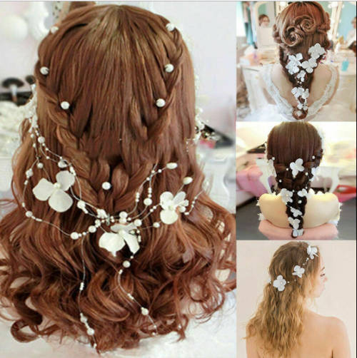 BRIDAL HAIR JEWELLERY WITH PEARLS AND FLOWERS  - HAIR ACCESSORY