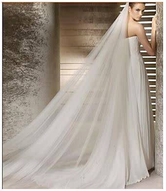 WHITE 3M   FULL LENGTH STRUCTURED CATHEDRAL VEIL WITH COMB  -INCLUDES  COMB