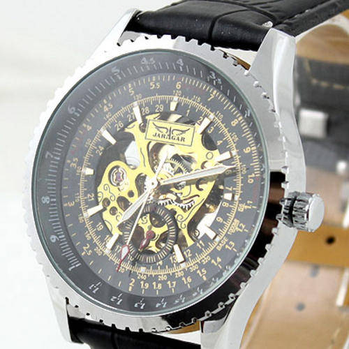 UNIQUE BLACK CHRONO LUXURY KINETIC SKELETON MENS WATCH