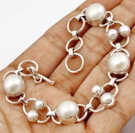 GENUINE PEARL BRACELET CRAFTED IN 925 SOLID STERLING SILVER