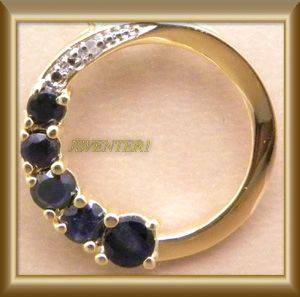GENUINE BLUE SAPPHIRE & GENUINE DIAMOND CIRCLE PENDANT & CHAIN IN GOLD