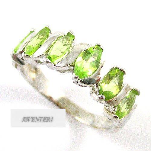 "PRICED TO GO"  GENUINE PERIDOT GEMSTONE RING  IN PURE STAMPED  925 STERLING SILVER