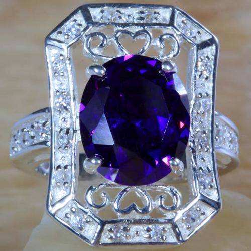 "ASTOUNDING - LAST ONE" COLOUR CHANGE AMETHYST & WHITE TOPAZ CZ RING