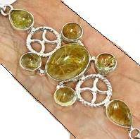 "R1100" GENUINE RARE GOLDEN RUTILATED TOURMALINE BRACELET CRAFTED IN HALLMARKED 925 STERLING SILVER
