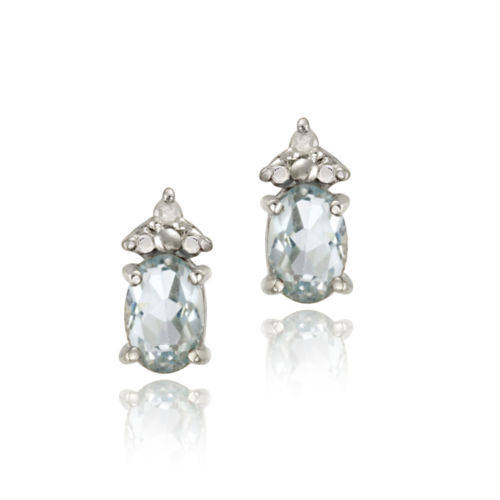 "WHEN WE SAY IT'S REAL, IT'S REAL!" GENUINE DIAMOND & BLUE TOPAZ EARRINGS IN .925 STERLING SILVER