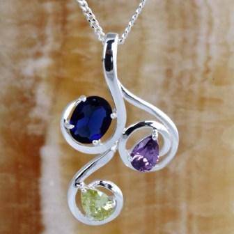 " SPRING CLEARANCE SALE!!" GREEN AMETHYST, BLUE SAPPHIRE & PURPLE AMETHYST QUARTZ PENDANT