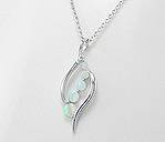 GENUINE WHITE DIAMOND & OPAL PENDANT & CHAIN CRAFTED IN 925 STERLING SILVER