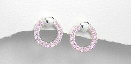 CIRCLE OF LOVE PINK SAPPHIRE CZ PENDANT EARRINGS CRAFTED IN 925 STERLING SILVER