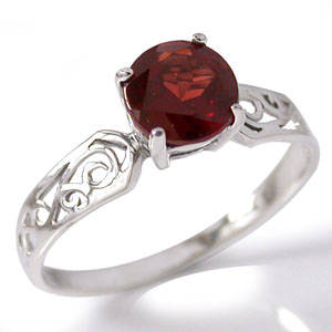 2ct. NATURAL GARNET SOLITAIRE FILIGREE RING CRATED IN 925 STERLING SILVER