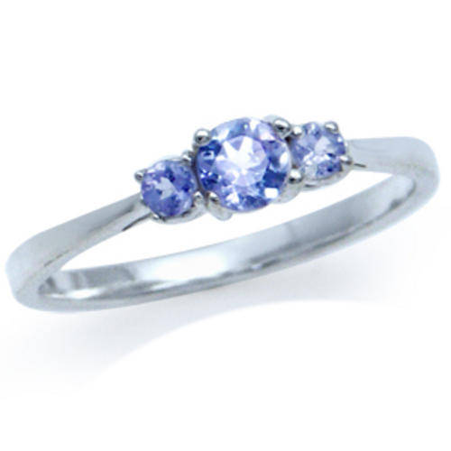 3-Stone Natural Tanzanite 925 Sterling Silver Ring