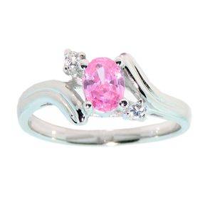 1.86 CTW OVAL PINK & WHITE TOPAZ CZ CRAFTED IN .925 STERLING SILVER  RING