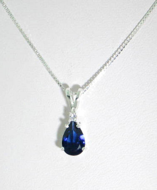 "FREE 925 S/S CHAIN" 2,75ct BLUE SAPPHIRE CZ PENDANT CRAFTED IN 925 STERLING SILVER