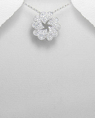 "REDUCED TO CLEAR" INTERLOCKING HEARTS WHITE CZ PENDANT CRAFTED IN .925 STERLING SILVER