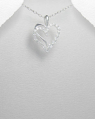 WONDERFUL PURE WHITE CZ HEART PENDANT CRAFTED IN .925 STERLING SILVER