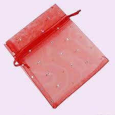 Organza Bags - 12cm x 10.5cm -  sparkling Red