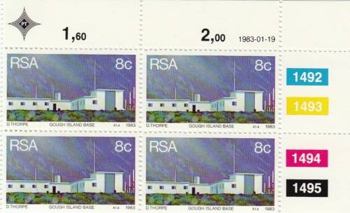 RSA 1983: WEATHER STATIONS FULL SET CONTROL BLOCKS OF 4 MNH (SACC 541-544)