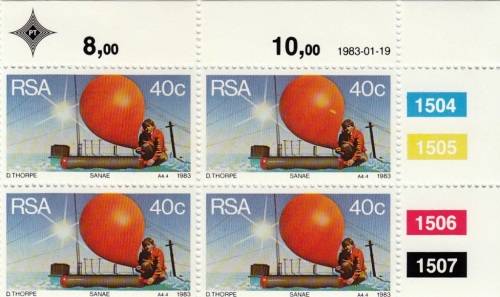 RSA 1983: WEATHER STATIONS FULL SET CONTROL BLOCKS OF 4 MNH (SACC 541-544)