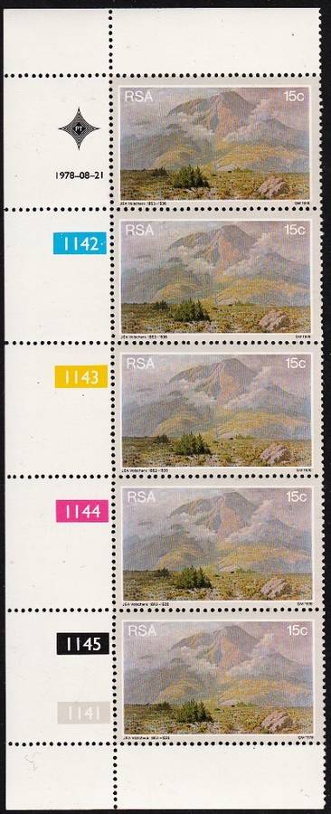 RSA 1978: JAN VOLSCHENK 15c CONTROL BLOCK MNH (SACC 449)