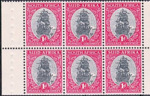 UNION OF SOUTH AFRICA 1951: BOOKLET#21 1d PANE OF 6 STAMPS MNH
