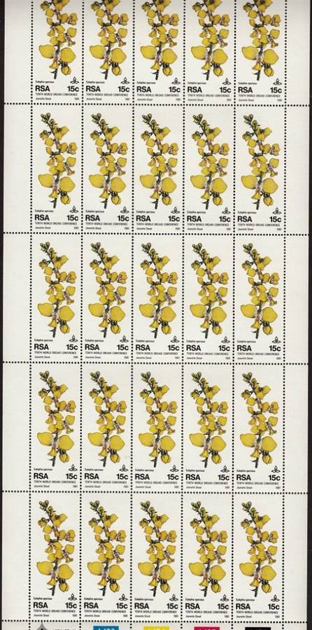 RSA 1981: 10th WORLD ORCHID CONFERENCE 15c FULL SHEET OF 25 MNH (SACC503)