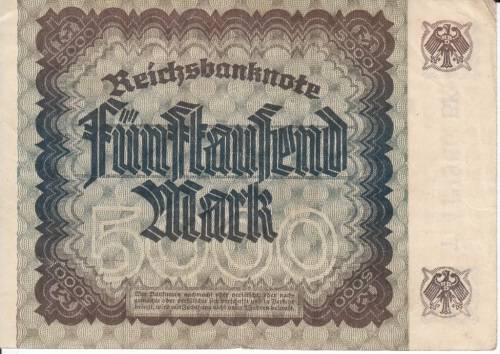 5000 MARK 2 DECEMBER 1922 WEIMER BERLIN GERMAN EMPIRESTADT DUSSELDORF: 500 MILLION MARK
