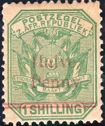 TRANSVAAL 2nd REPUBLIC 1895: ZAR 1s SURCHARGED "HALVE PENNY" MNH (SACC219) - VARIETY