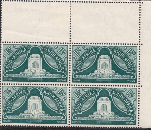 UNION 1949: INAUGURATION OF VOORTREKKER MONUMENT 1½d CORNER BLOCK OF 4 MH (SACC131)