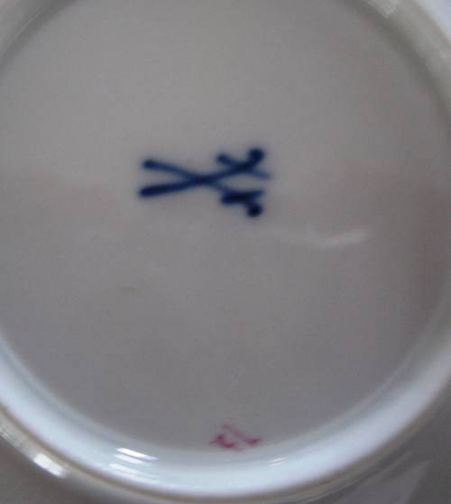 MEISSEN TRIO Floral Hand Painted Cobalt Gold Porcelain Germany Vintage