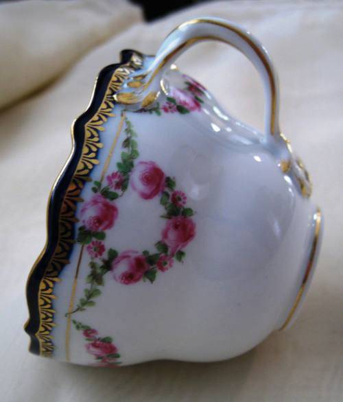 MEISSEN TRIO Floral Hand Painted Cobalt Gold Porcelain Germany Vintage