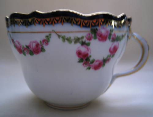 MEISSEN TRIO Floral Hand Painted Cobalt Gold Porcelain Germany Vintage