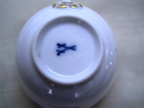 MEISSEN TRIO Floral Hand Painted Cobalt Gold Porcelain Germany Vintage