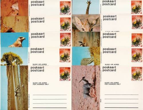 SWA 1973:  PART SET OF 13 WILDLIFE POSTCARDS in MINT CONDITION