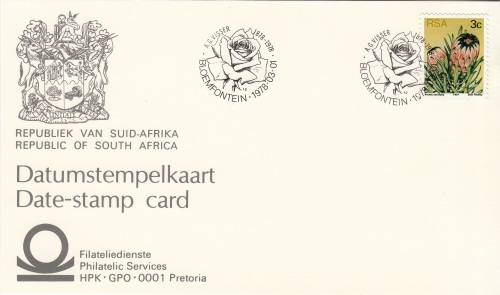 RSA DATE-STAMP CARD#12 1978: AG VISSER CENTENARY BLOEMFONTEIN
