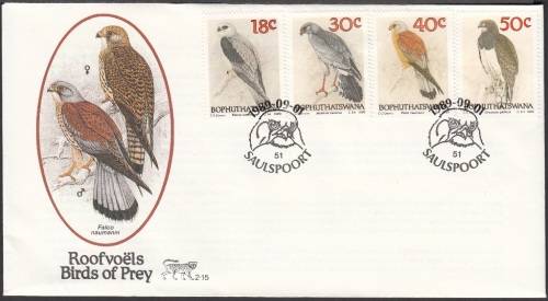 BOPHUTHATSWANA 1989: OFFICIAL FDC 2.16 - BIRDS OF PREY