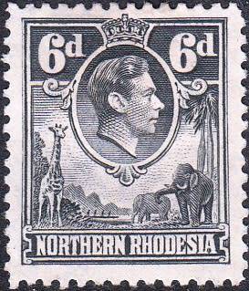 NORTHERN RHODESIA 1938: KGVI DEFINITIVE ISSUE 6d MH (SACC 38)