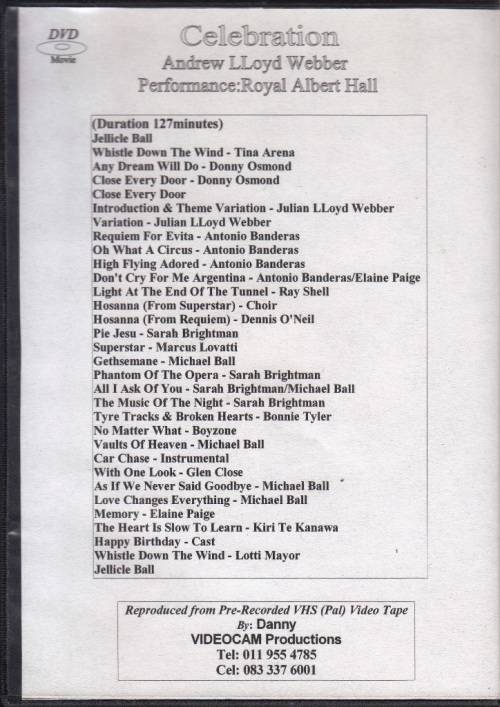 DVD: CELEBRATION: ANDREW LLOYD WEBBER (127 min)