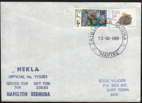 RSA COVER 1989: VESSEL HEKLA VISIT TO TRISTAN DA CUNHA
