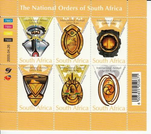 RSA 2005: NATIONAL ORDERS OF S.A. SHEETLET OF 6 MNH (SACC 1706)