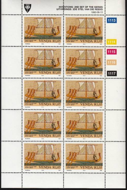 VENDA 1992: INVENTIONS (2nd) FULL SET OF SHEETS OF 10 MNH (SACC 242-245)