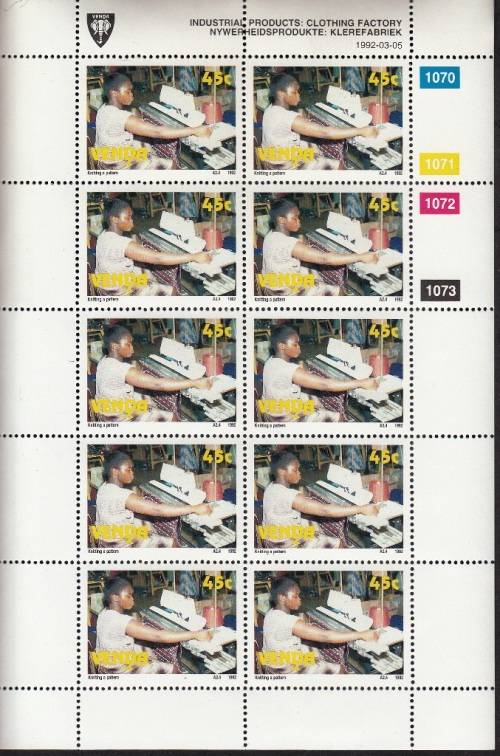 VENDA 1992: INDUSTRIAL PRODUCTION FULL SET OF SHEETS OF 10 MNH (SACC 234-237)