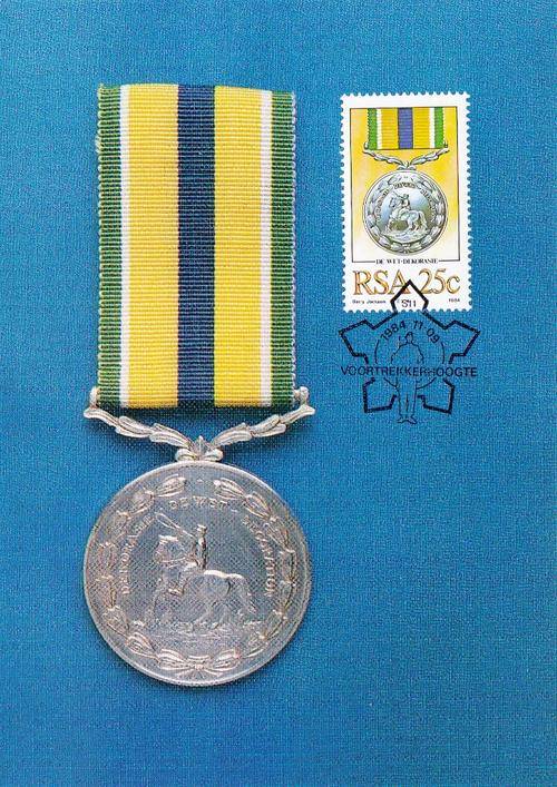 RSA POSTCARD 1984: 25c MILITARY DECORATION MEDAL: DE WET UNUSED