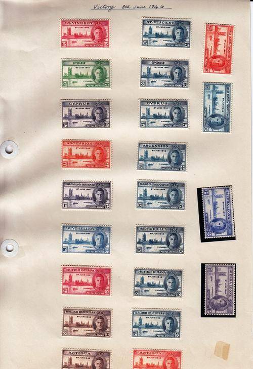 BRITISH EMPIRE: VICTORY STAMPS ISSUED BY BRITISH COLONIES 1947 HINGED (FOUR PAGES)