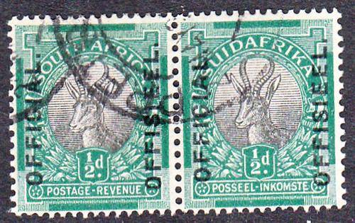 SA 1926: OFFICIAL 1/2d TYPE 1 PAIR USED  (SACC2)
