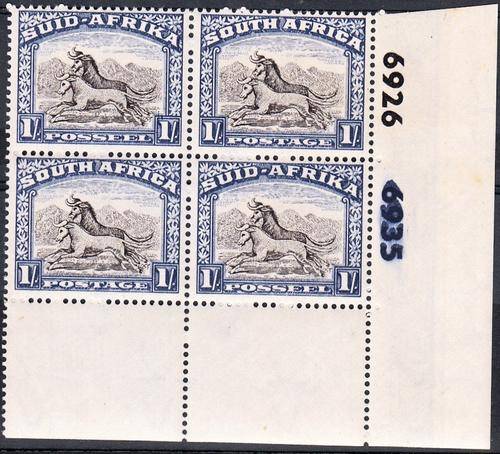 SA 1950: DEFINITIVE ISSUE 1/- CONTROL BLOCK OF 4 MH (SACC119)