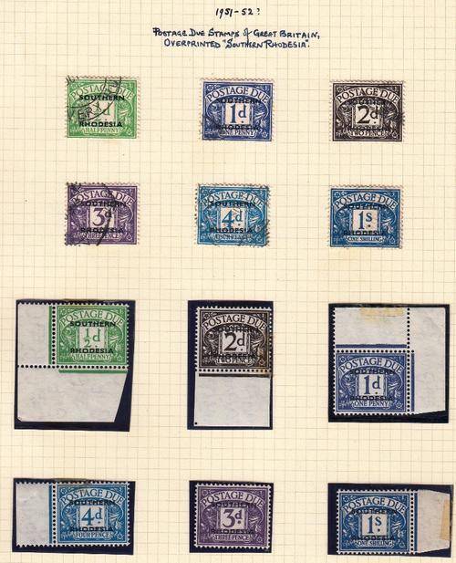 SOUTHERN RHODESIA 1951: GB POSTAGE DUE STAMPS OVERPRINTED SOUTHERN RHODESIA MINT & USED SETS