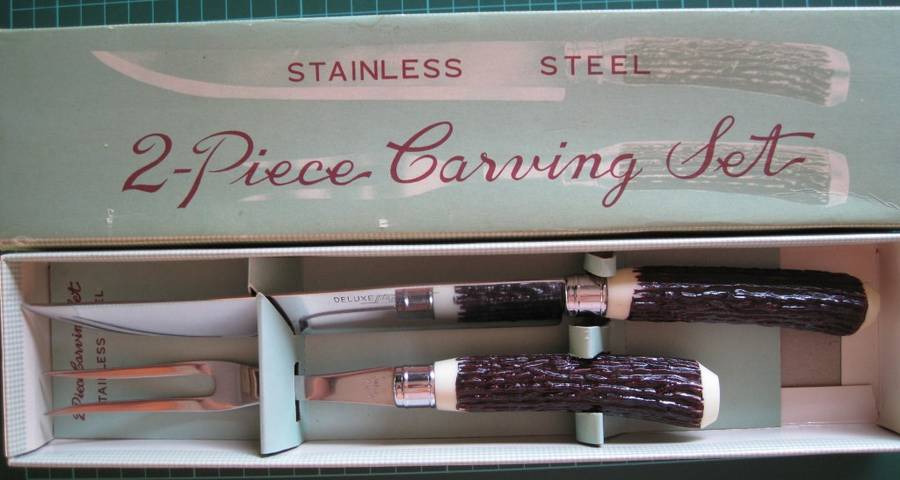 TWO PIECE STAINLESS STEEL CARVING SET